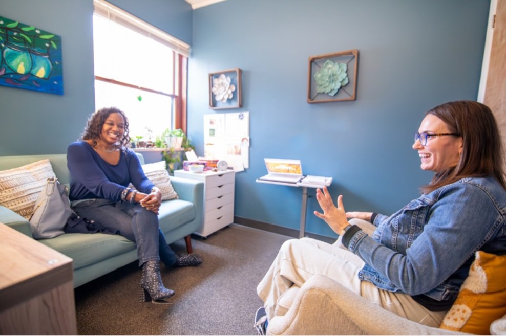 Client and therapist in conversation during an individual therapy session at Holistic Consultation in Columbus, Ohio