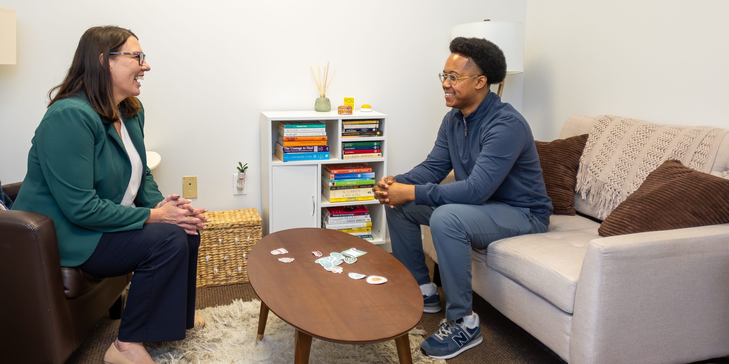Therapist and client in an LGBTQ+ affirming therapy session in Columbus, Ohio