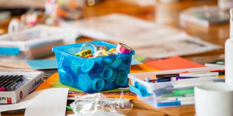 Craft bin with materials for kids, teens, and children's therapy sessions in Columbus and Troy, Ohio